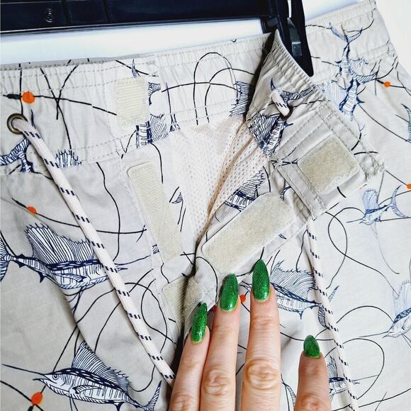 Reyn Spooner Marlin Fish Swim Trunks Shorts Large Gray Lined 7" inseam Fishing - Picture 7 of 12